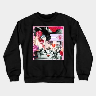 Pills, roses, cabbage, hands, strawberry, collage Crewneck Sweatshirt